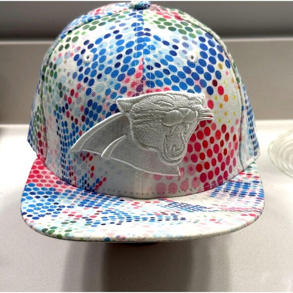 Carolina Panthers NFL New Era 59FIFTY Fitted Sz 6 7/8 ( 28.6) White Colorful Hat - Picture 1 of 8